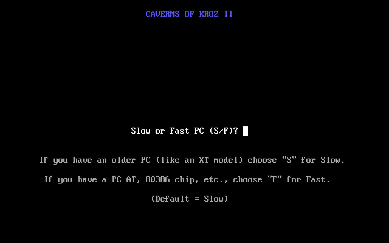 Caverns of Kroz II running in a browser tab via ExeBrowser