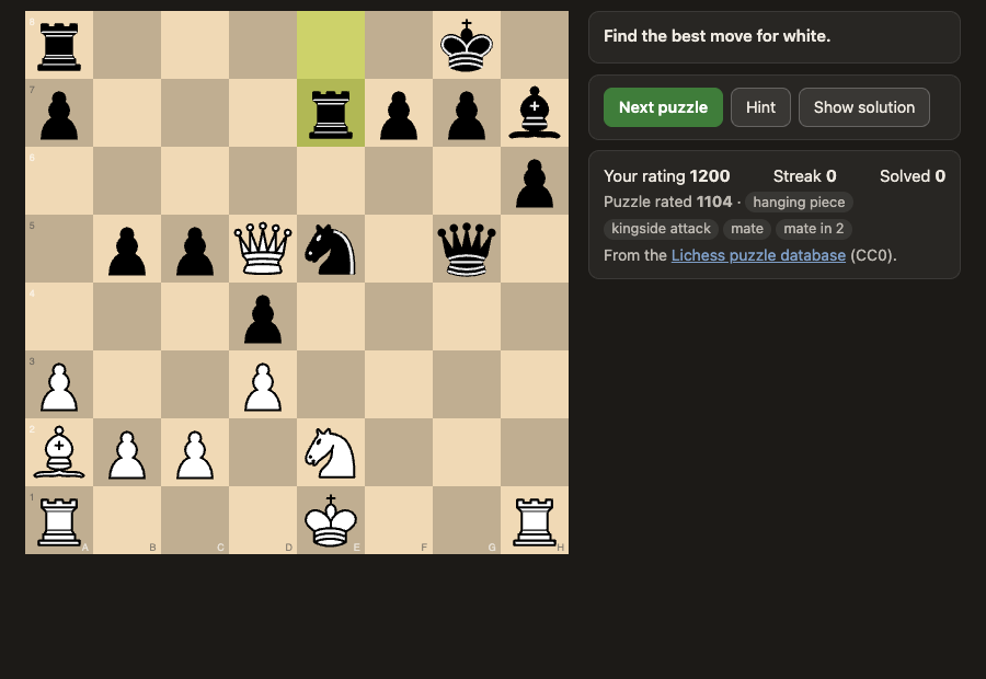 Chess puzzles running in the browser