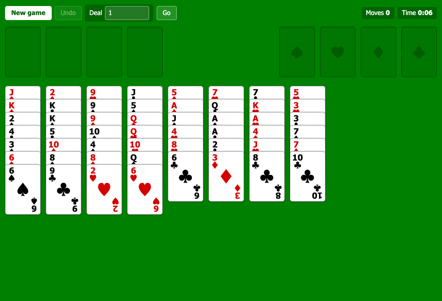 FreeCell running in the browser