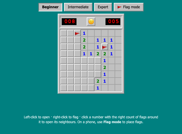 Minesweeper running in the browser