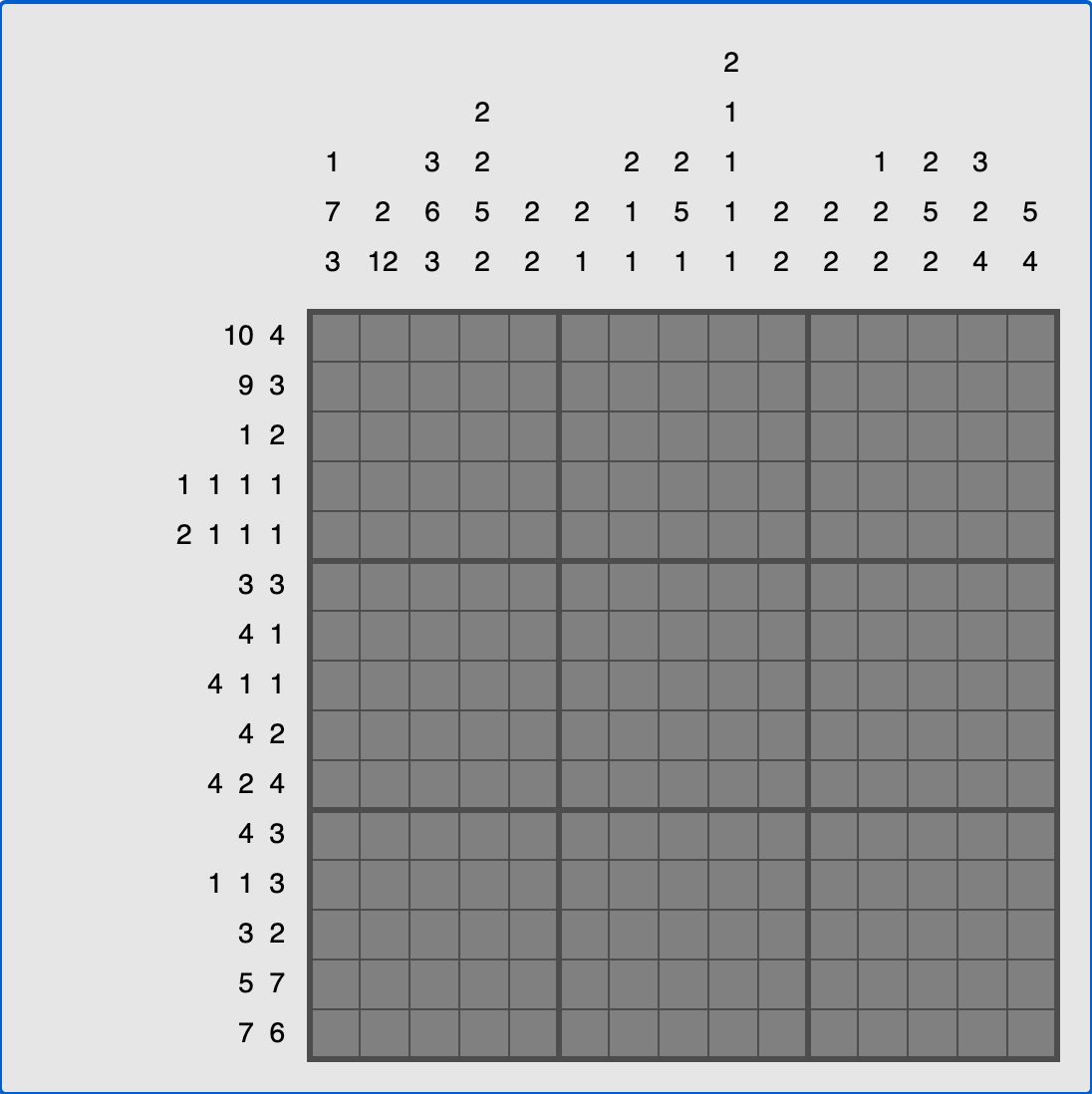 Nonogram (Pattern) running in a browser tab via ExeBrowser