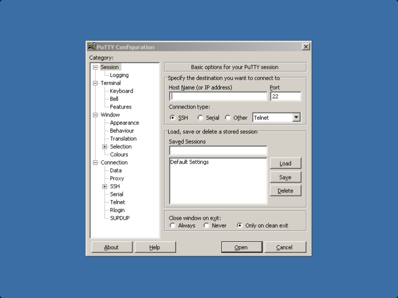 PuTTY running in a browser tab via ExeBrowser