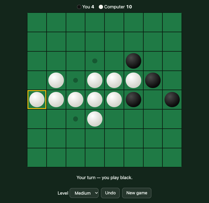 Reversi running in the browser