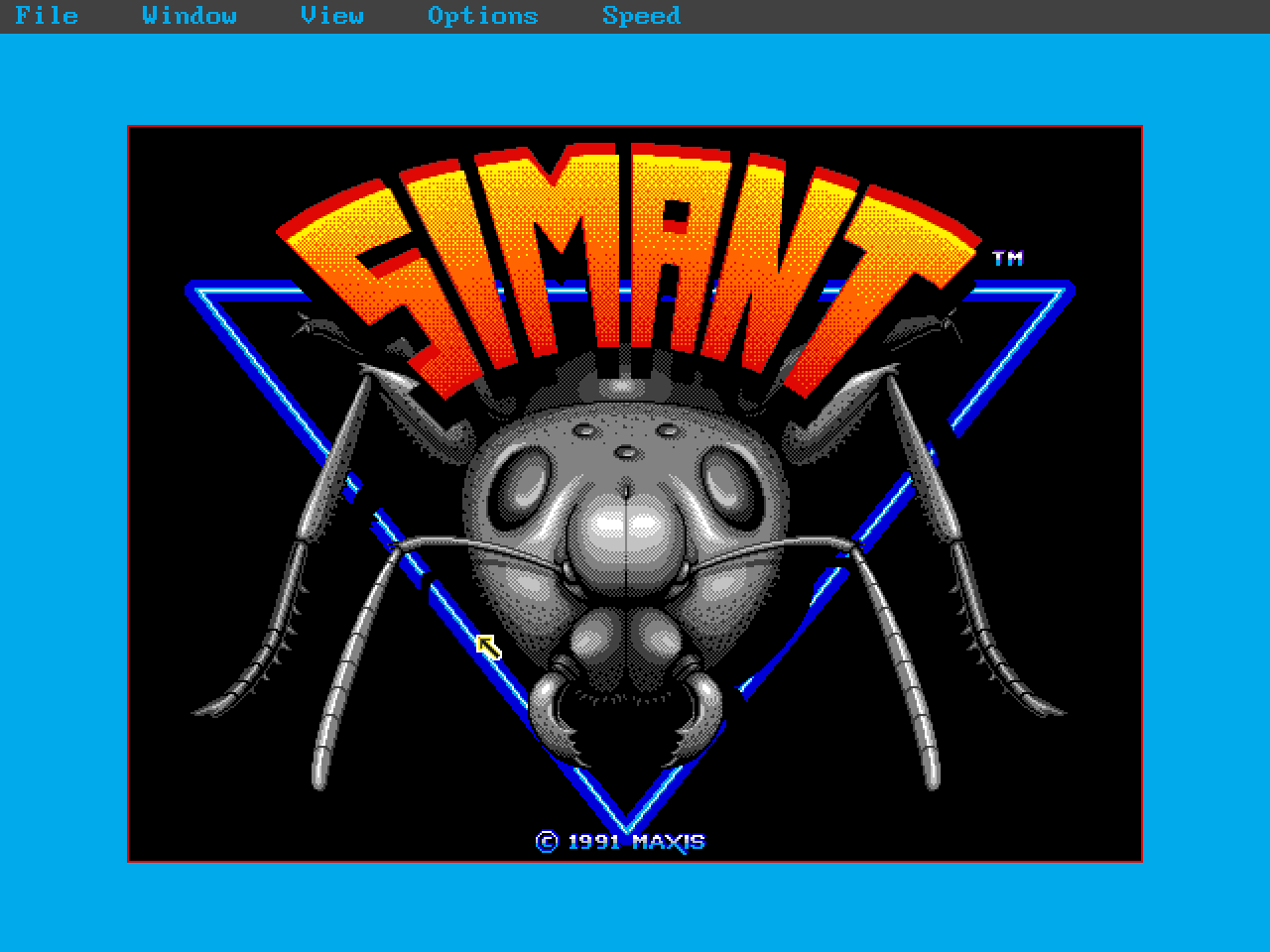 SimAnt running in a browser tab via ExeBrowser