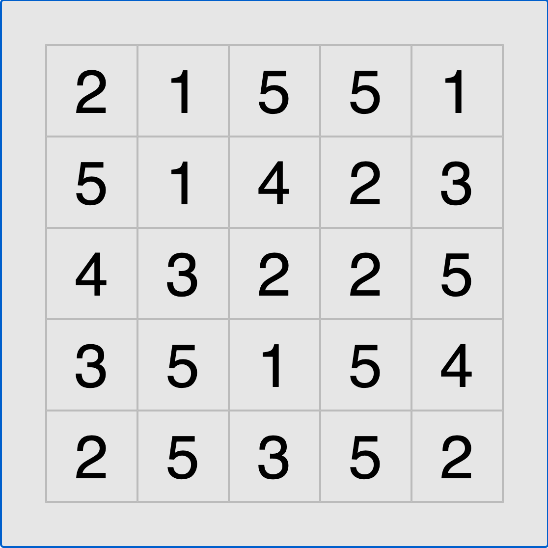 Number shading puzzle (Singles) running in the browser