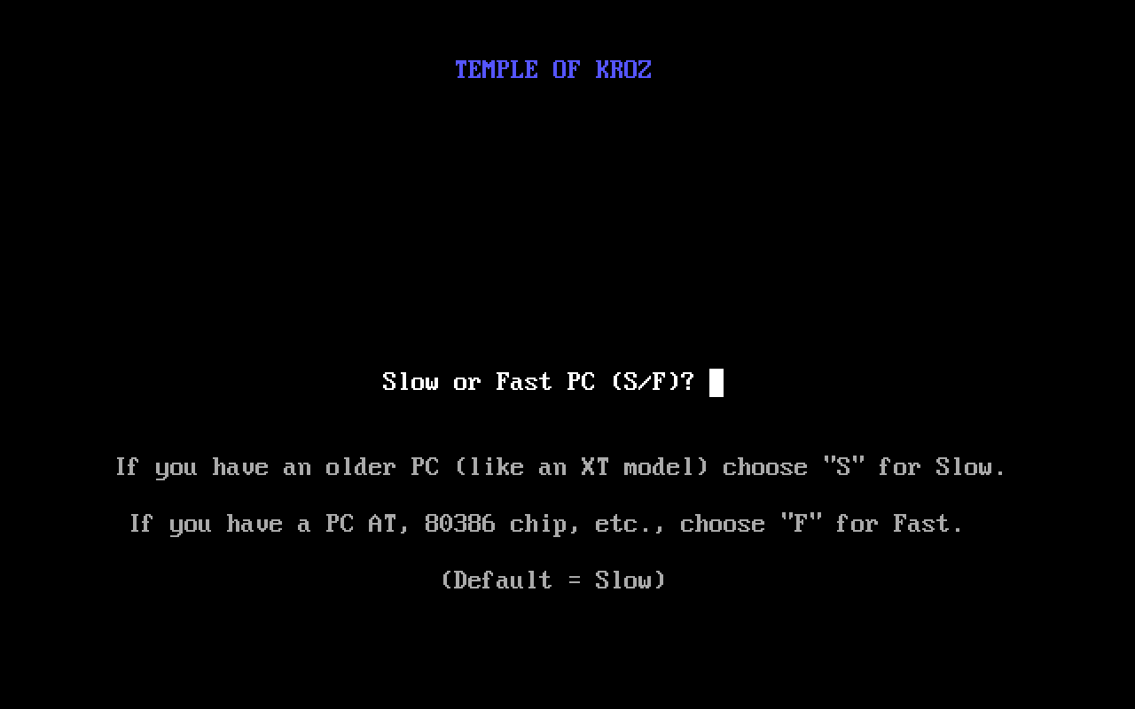 Temple of Kroz running in a browser tab via ExeBrowser